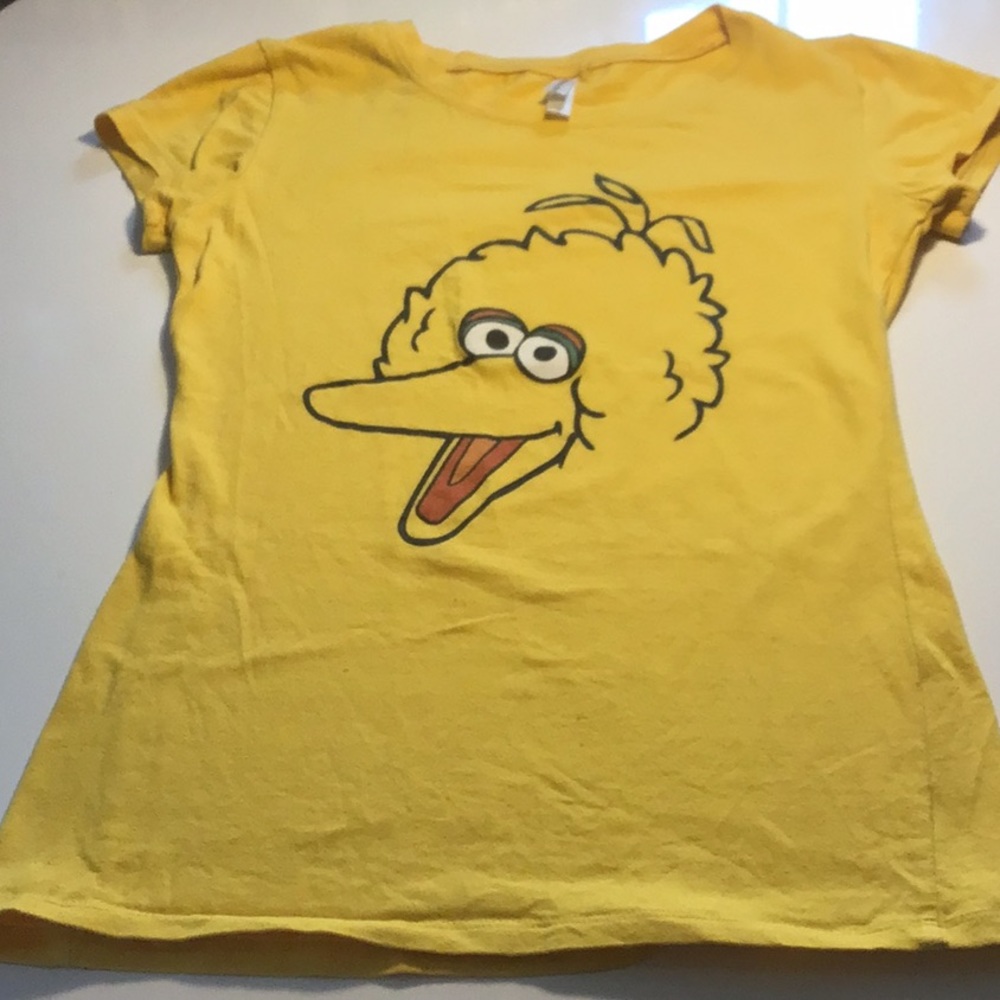 Girl’s Yellow Big Bird Shirt Sesame street T Shirt Size S